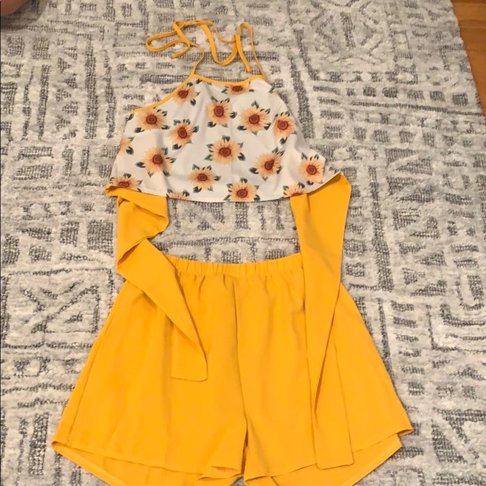 Two piece shorts and crop top set